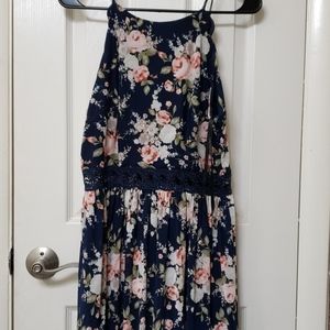 Navy Blue Floral Dress